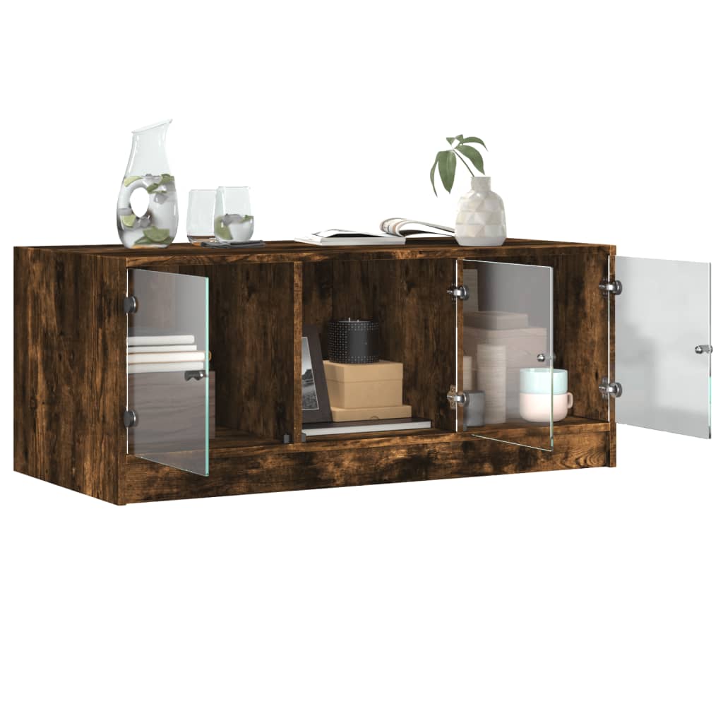 Stolić za kavu sa staklenim vratima boja hrasta 102x50x42 cm
