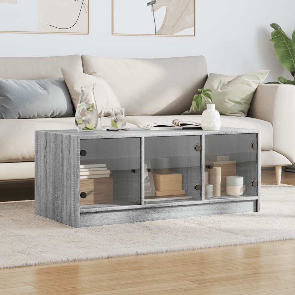 Stolić za kavu sa staklenim vratima boja hrasta 102x50x42 cm