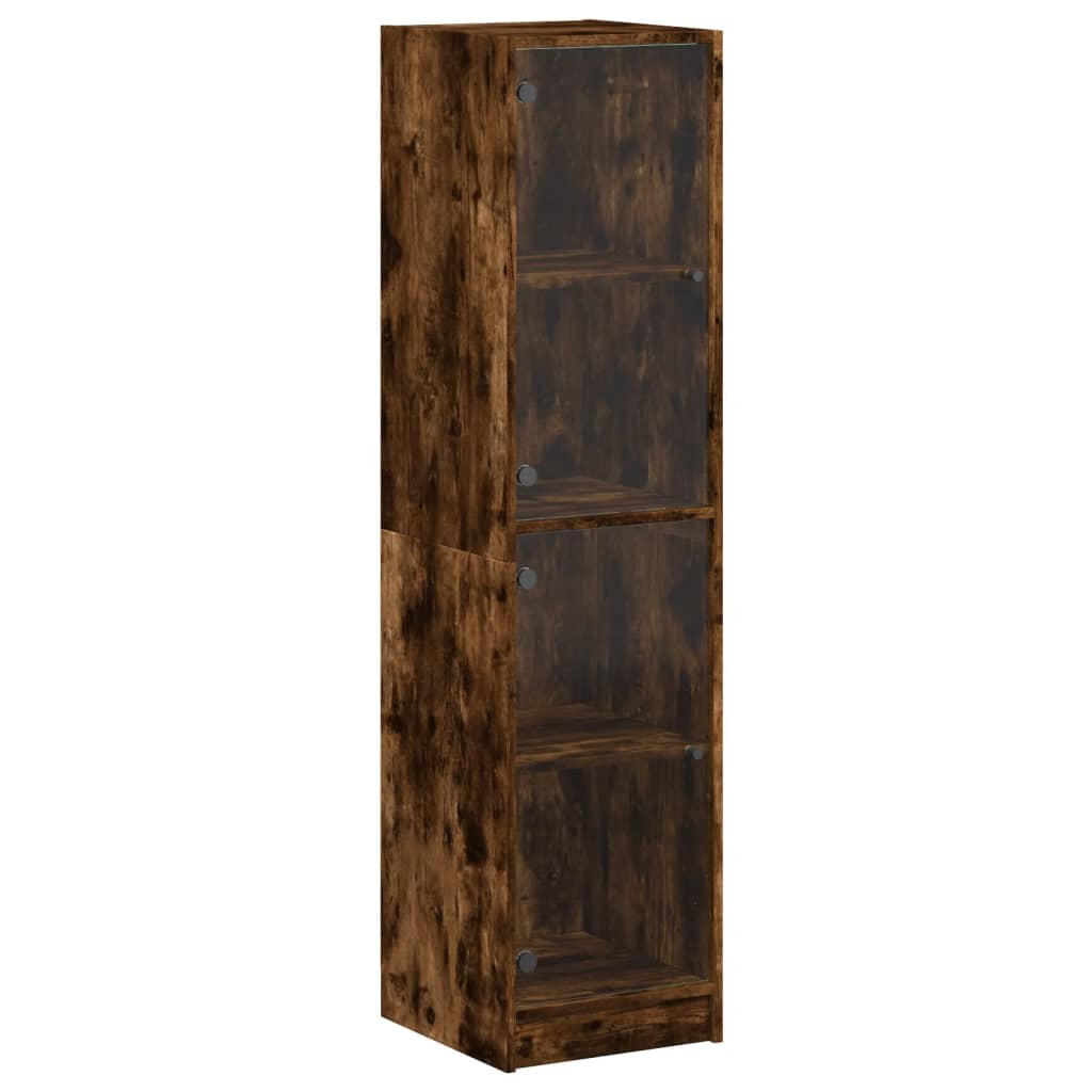 Visoka komoda sa staklenim vratima boja hrasta 35 x 37 x 142 cm
