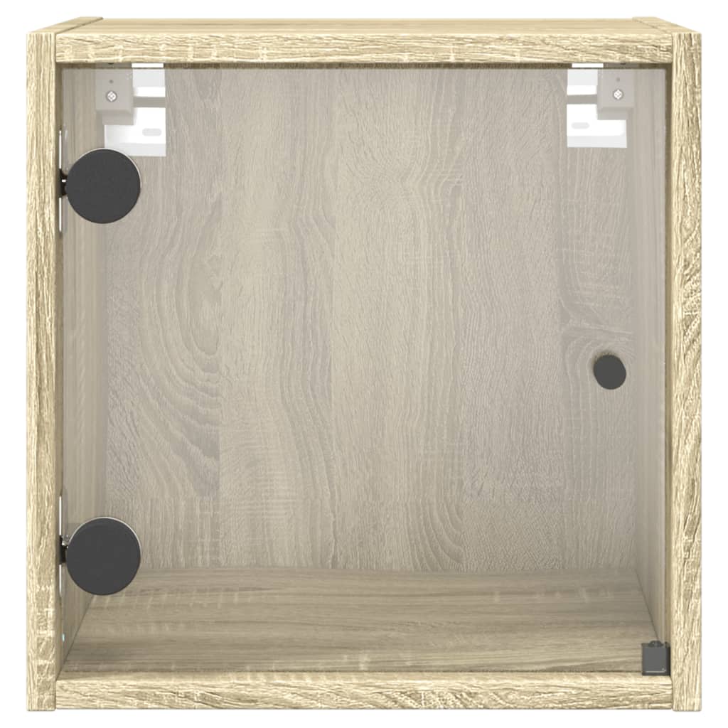 Noćni ormarići staklena vrata 2 kom boja hrasta 35x37x35 cm