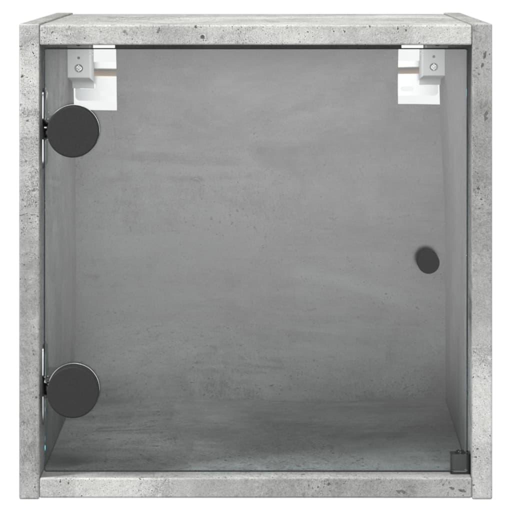 Noćni ormarić sa staklenim vratima boja betona 35 x 37 x 35 cm