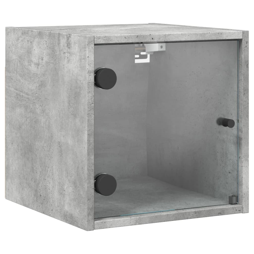 Noćni ormarići staklena vrata 2 kom boja betona 35x37x35 cm