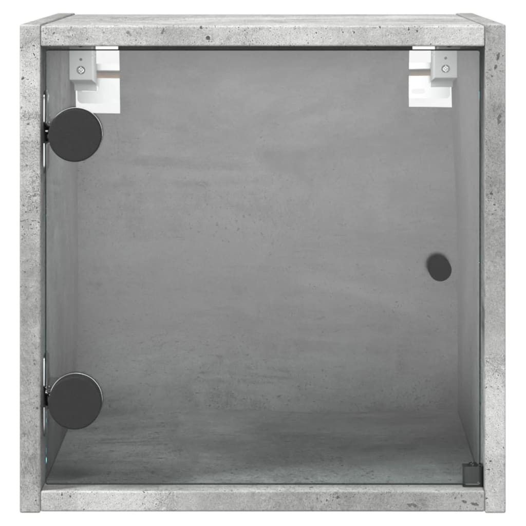 Noćni ormarići staklena vrata 2 kom boja betona 35x37x35 cm