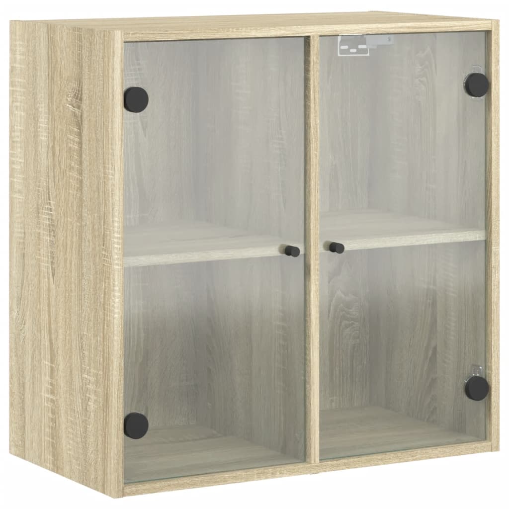 Zidni ormarić sa staklenim vratima boja hrasta 68x37x68,5 cm