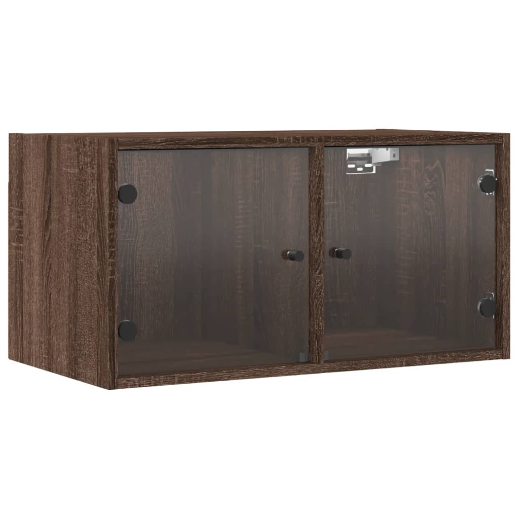 Zidni ormarići staklena vrata 2 kom boja hrasta 68,5x37x35 cm