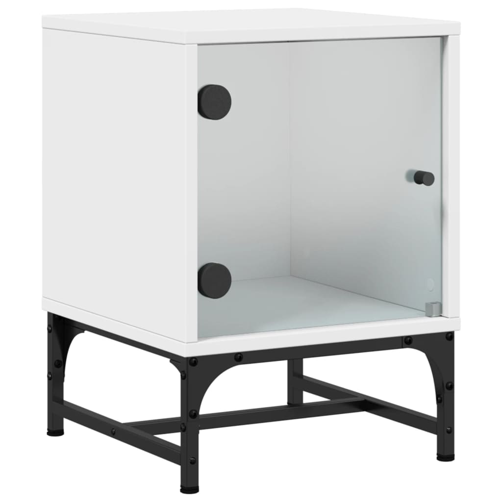 Noćni ormarići sa staklenim vratima 2 kom bijeli 35x37x50 cm