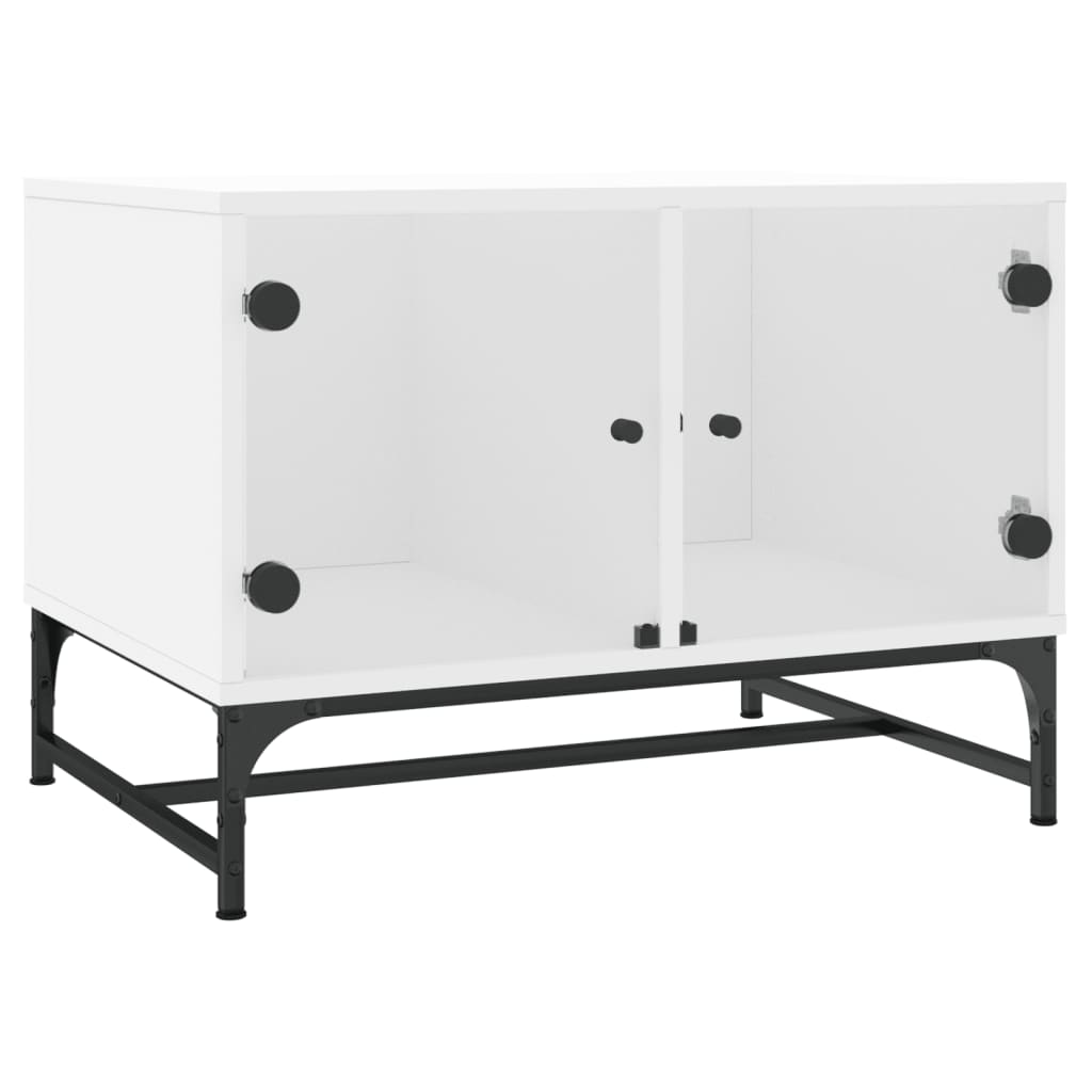 Stolić za kavu sa staklenim vratima bijeli 68,5 x 50 x 50 cm
