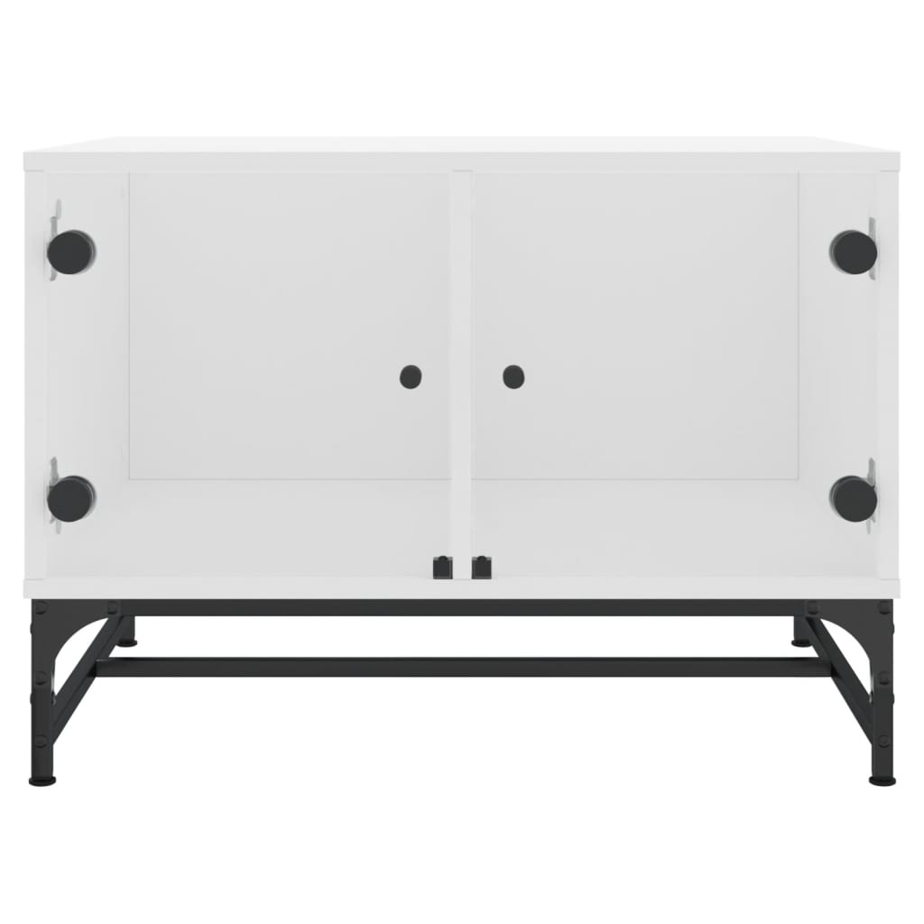 Stolić za kavu sa staklenim vratima bijeli 68,5 x 50 x 50 cm