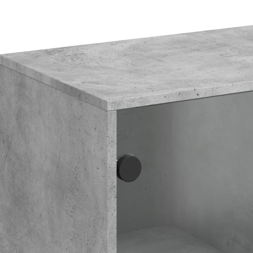 Bočni ormarić sa staklenim vratima boja betona 69 x 37 x 100 cm