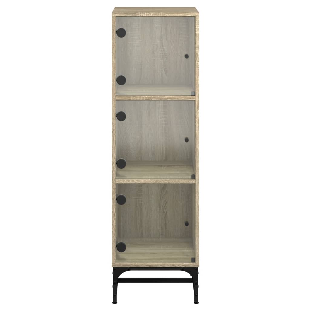 Visoka komoda sa staklenim vratima boja hrasta 35 x 37 x 120 cm