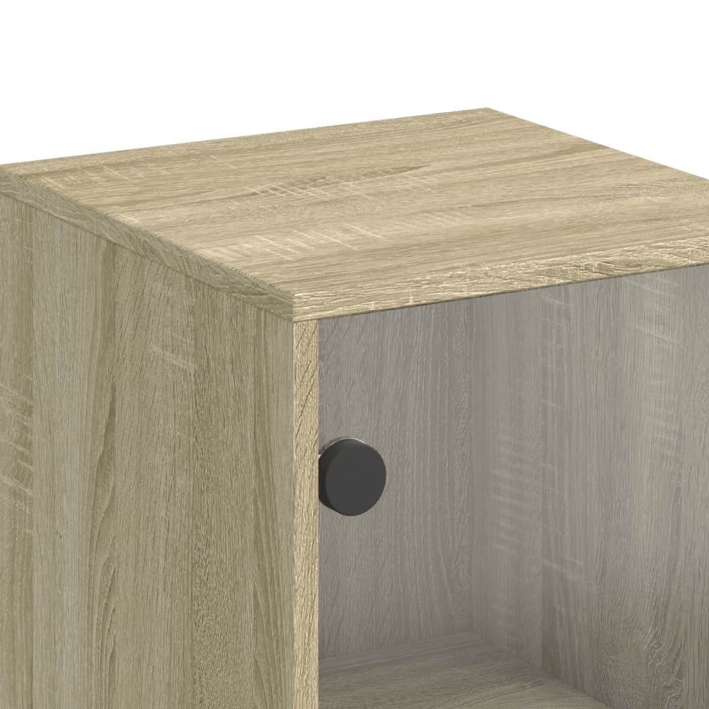 Visoka komoda sa staklenim vratima boja hrasta 35 x 37 x 120 cm