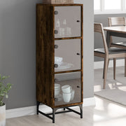Visoka komoda sa staklenim vratima boja hrasta 35 x 37 x 120 cm