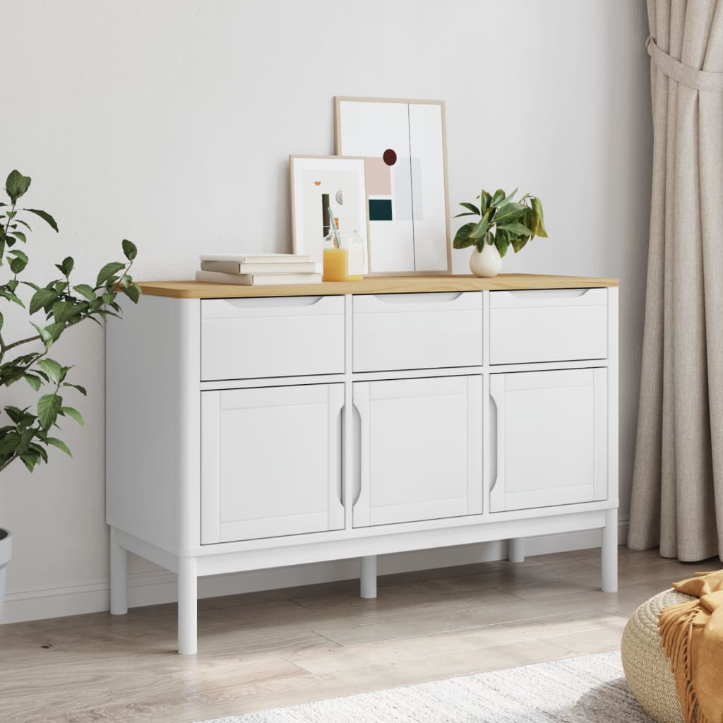 Komoda FLORO bijela 114 x 43 x 74 cm od masivne borovine