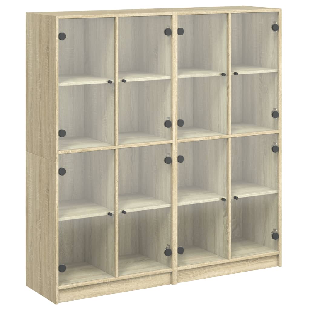 Regal za knjige s vratima boja hrasta 136x37x142 cm drveni