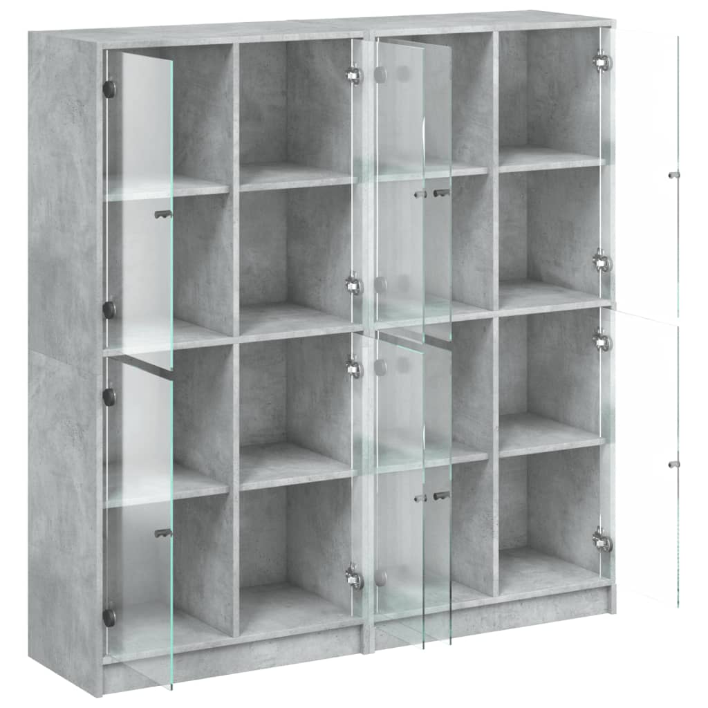 Regal za knjige s vratima boja betona 136x37x142 cm drveni