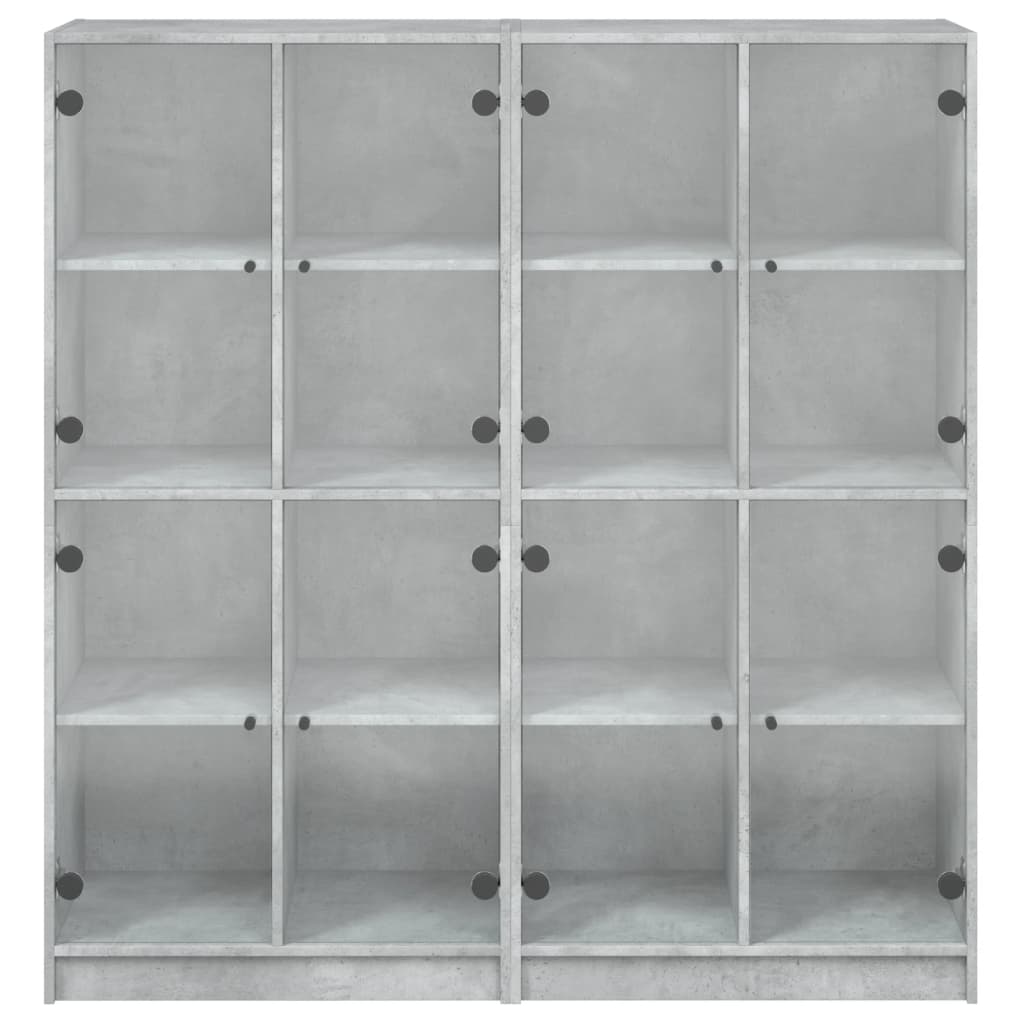 Regal za knjige s vratima boja betona 136x37x142 cm drveni