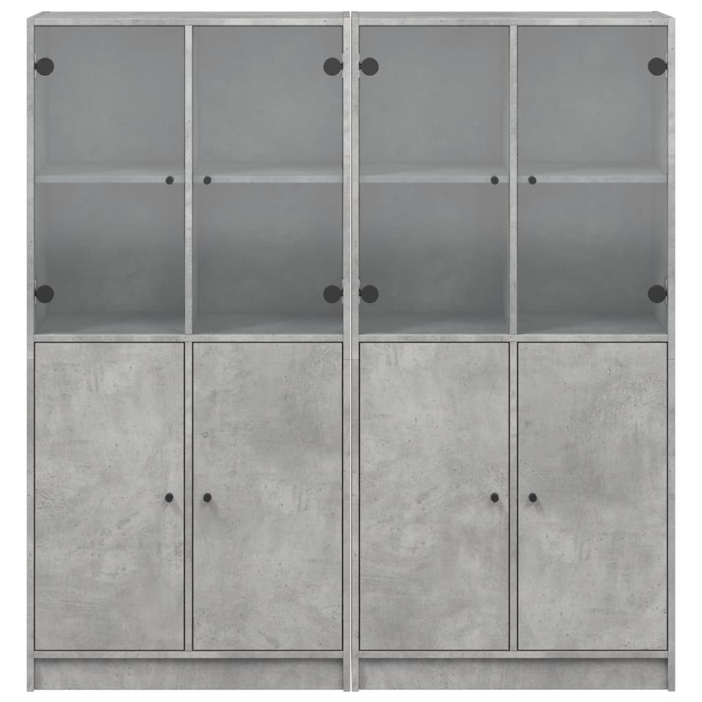 Regal za knjige s vratima boja betona 136x37x142 cm drveni