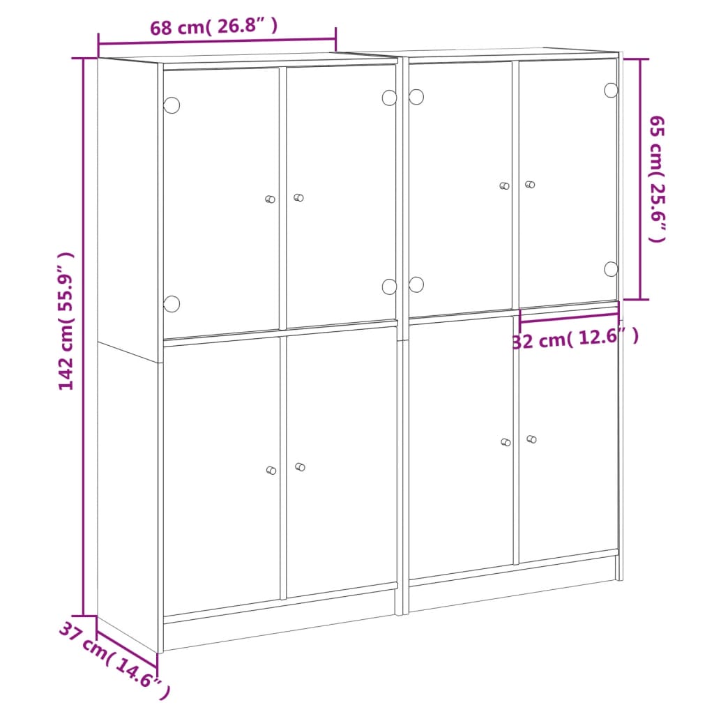 Regal za knjige s vratima boja hrasta 136x37x142 cm drveni