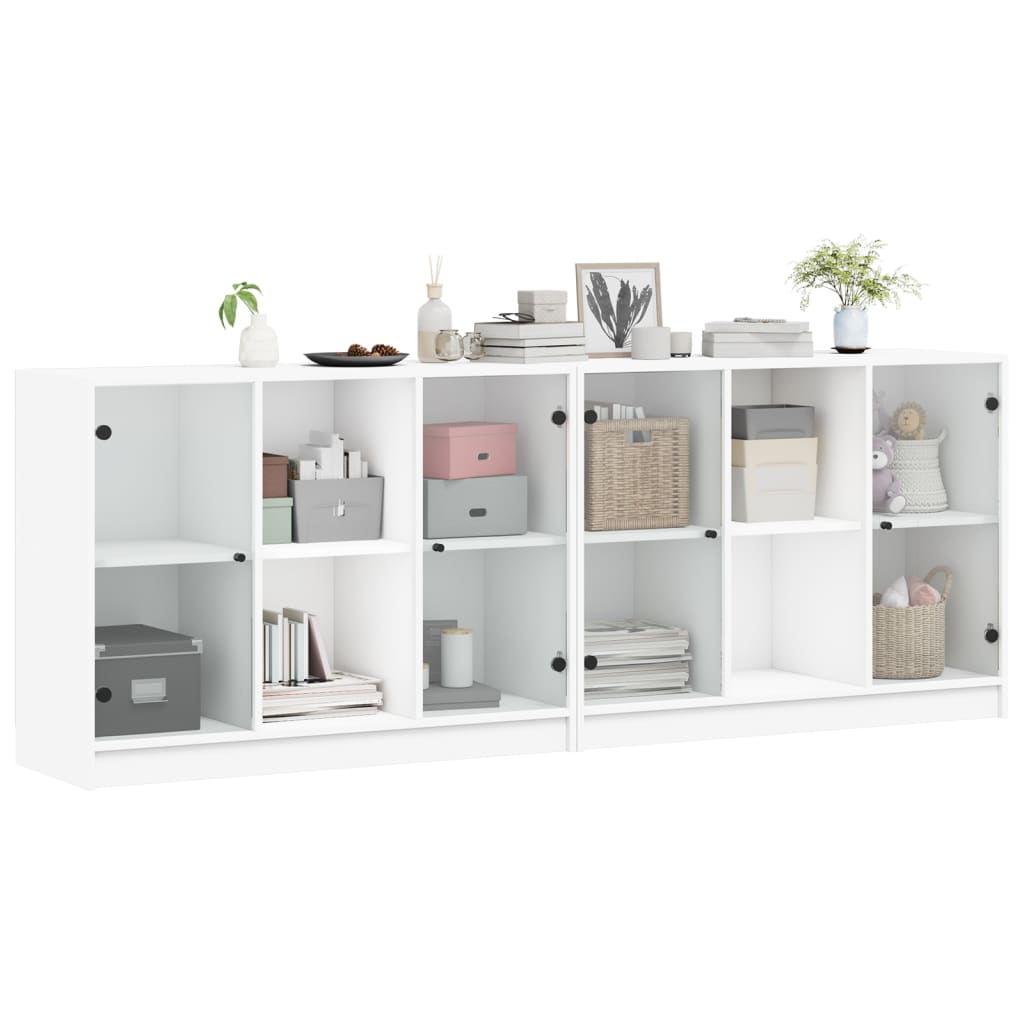 Regal za knjige s vratima bijeli 204x37x75 cm konstruirano drvo