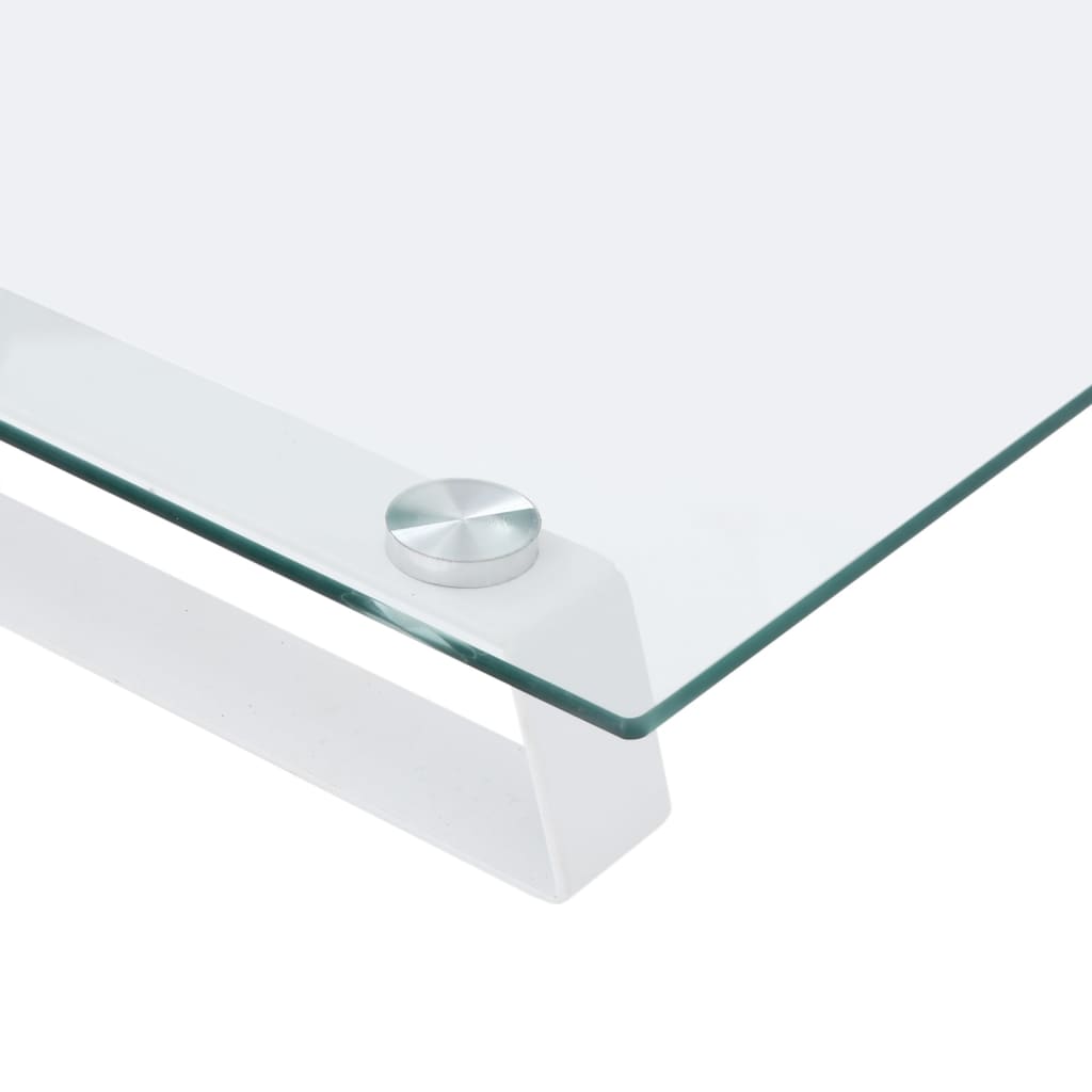Stalak za monitor bijeli 40 x 20 x 8 cm kaljeno staklo i metal
