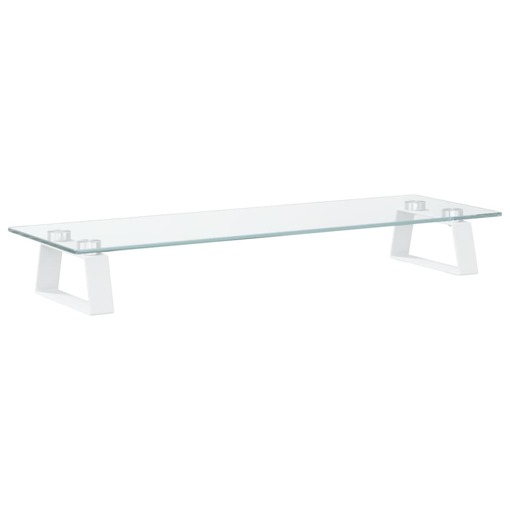 Stalak za monitor bijeli 60 x 20 x 8 cm kaljeno staklo i metal