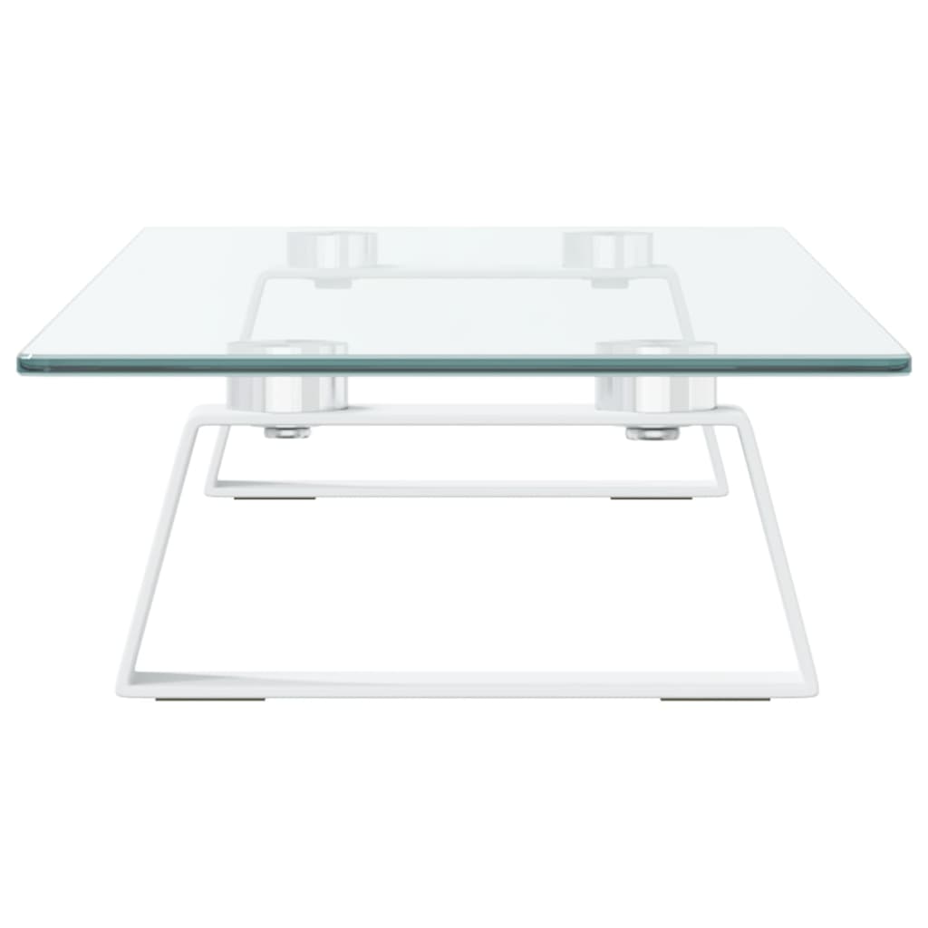 Stalak za monitor bijeli 60 x 20 x 8 cm kaljeno staklo i metal