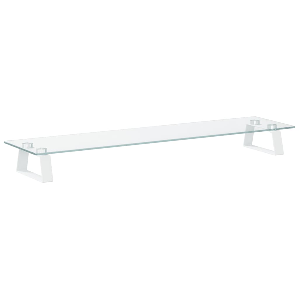Stalak za monitor bijeli 80x20x8 cm kaljeno staklo i metal