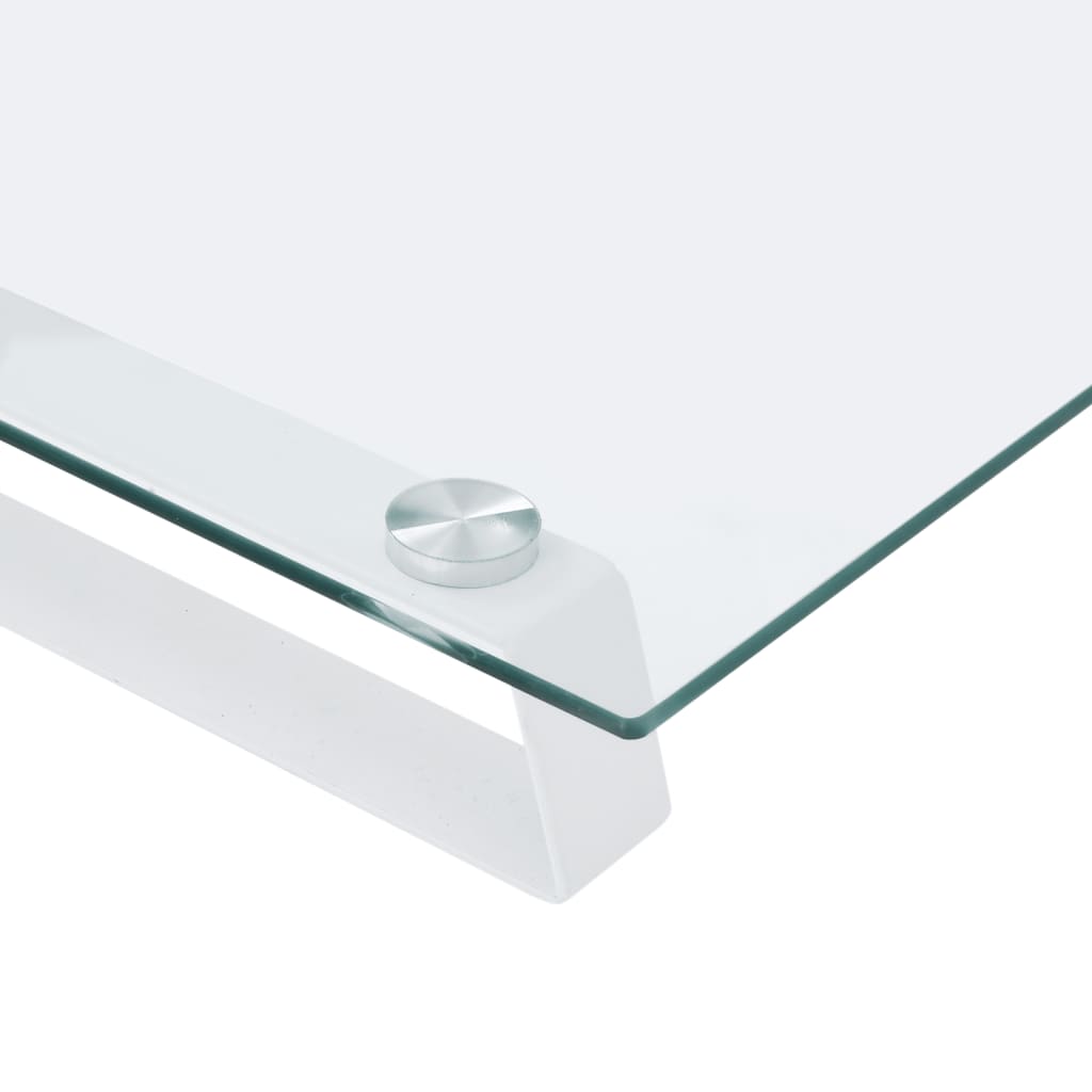 Stalak za monitor bijeli 80x20x8 cm kaljeno staklo i metal