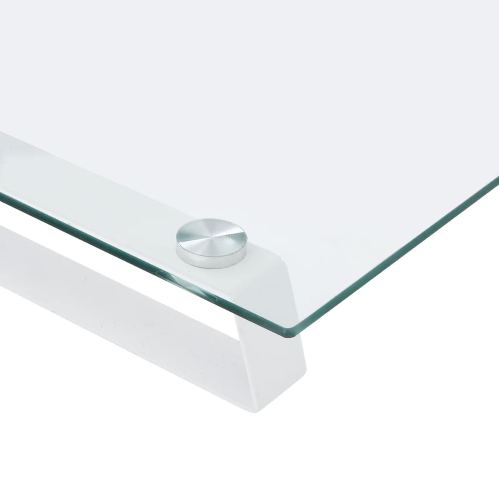 Stalak za monitor bijeli 100x35x8 cm kaljeno staklo i metal