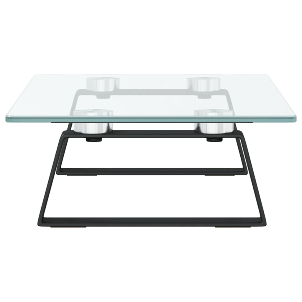 Stalak za monitor crni 40x20x8 cm kaljeno staklo i metal