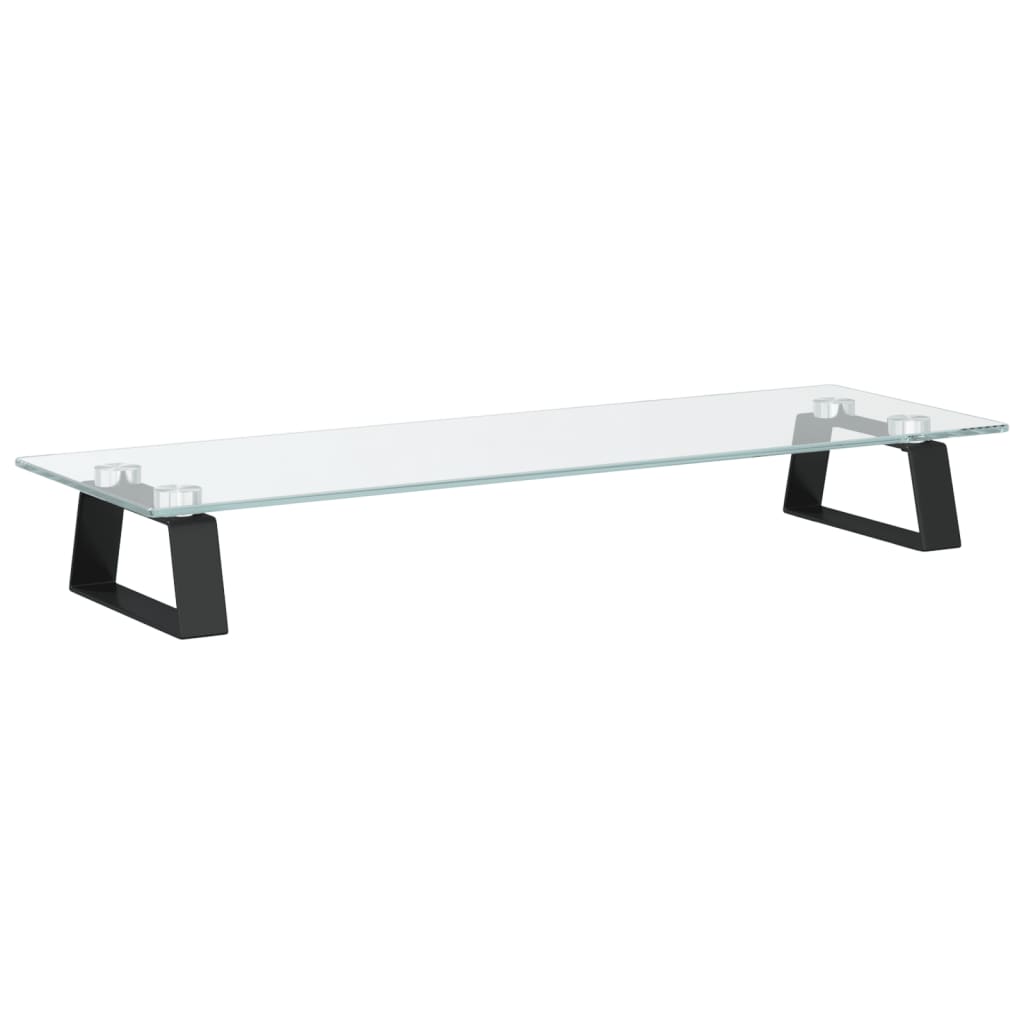 Stalak za monitor crni 60x20x8 cm kaljeno staklo i metal