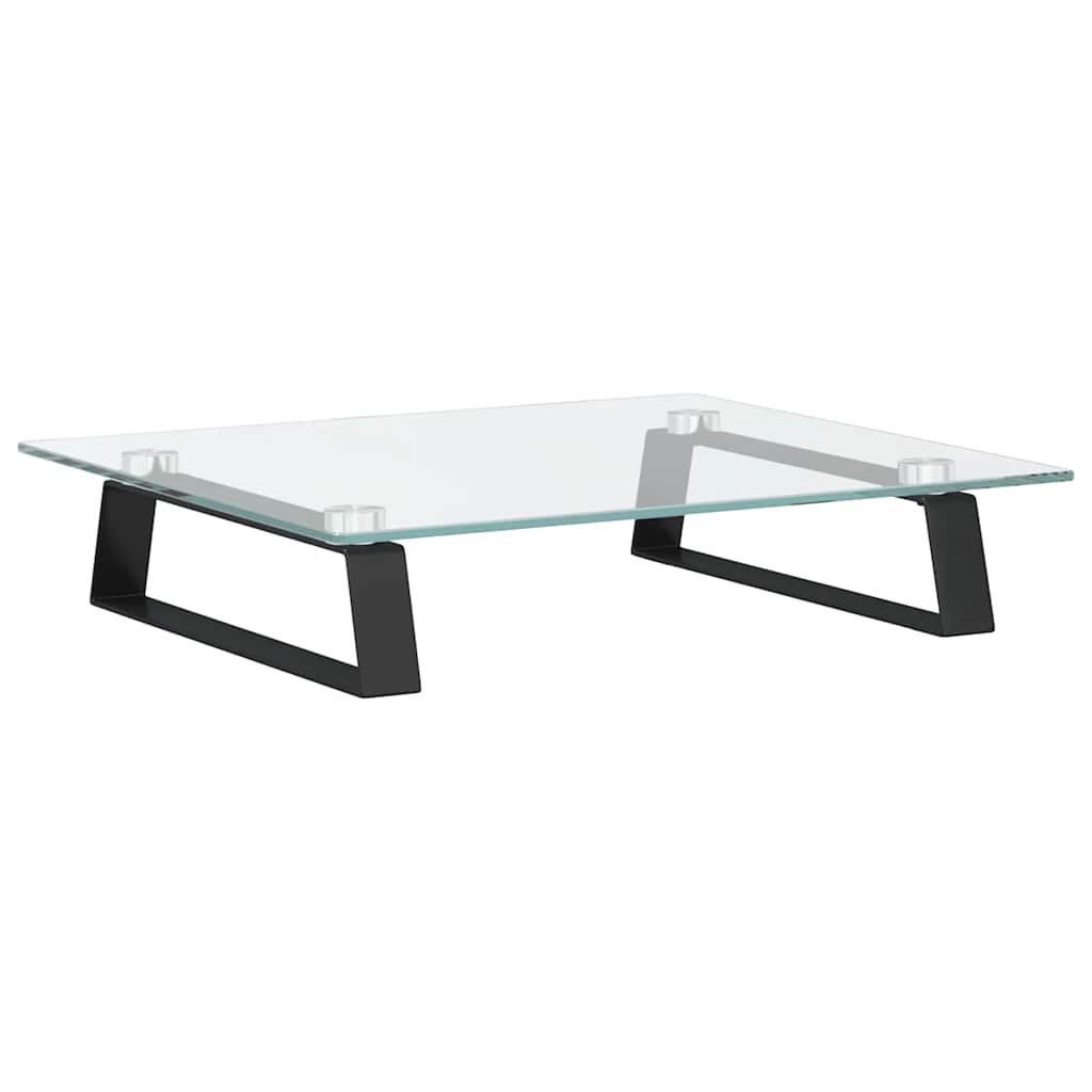 Stalak za monitor crni 40x35x8 cm kaljeno staklo i metal