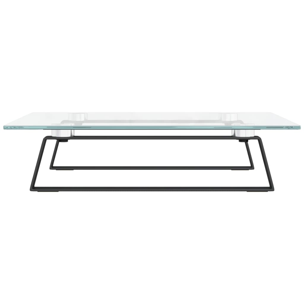 Stalak za monitor crni 40x35x8 cm kaljeno staklo i metal