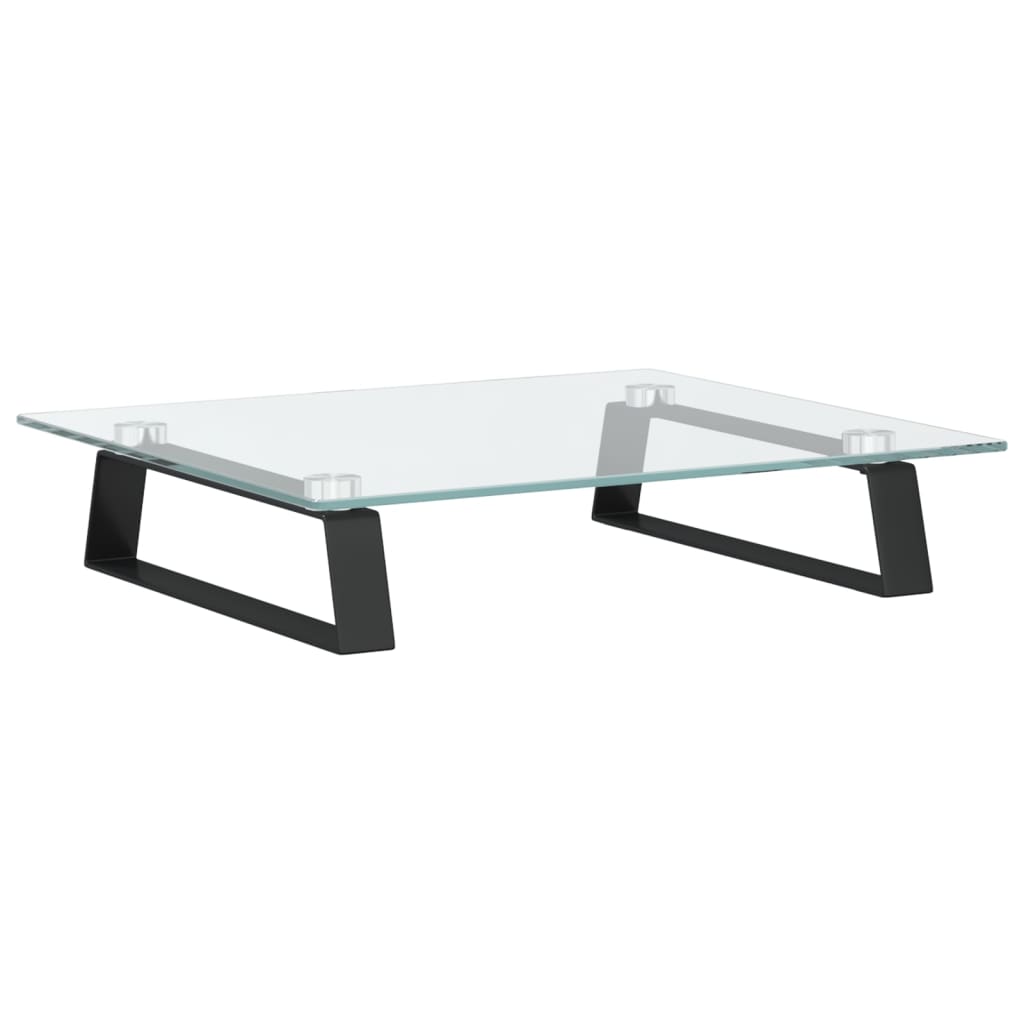 Stalak za monitor crni 40x35x8 cm kaljeno staklo i metal