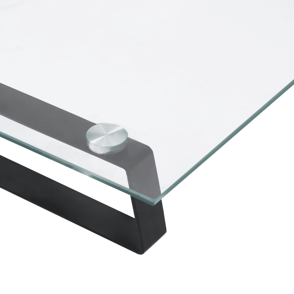 Stalak za monitor crni 40x35x8 cm kaljeno staklo i metal
