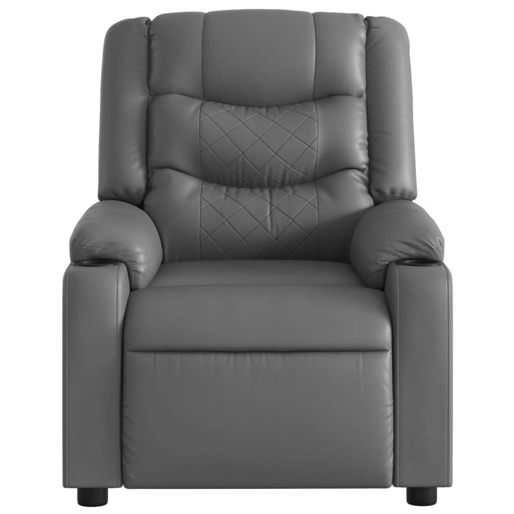 Električni naslonjač od umjetne kože sivi