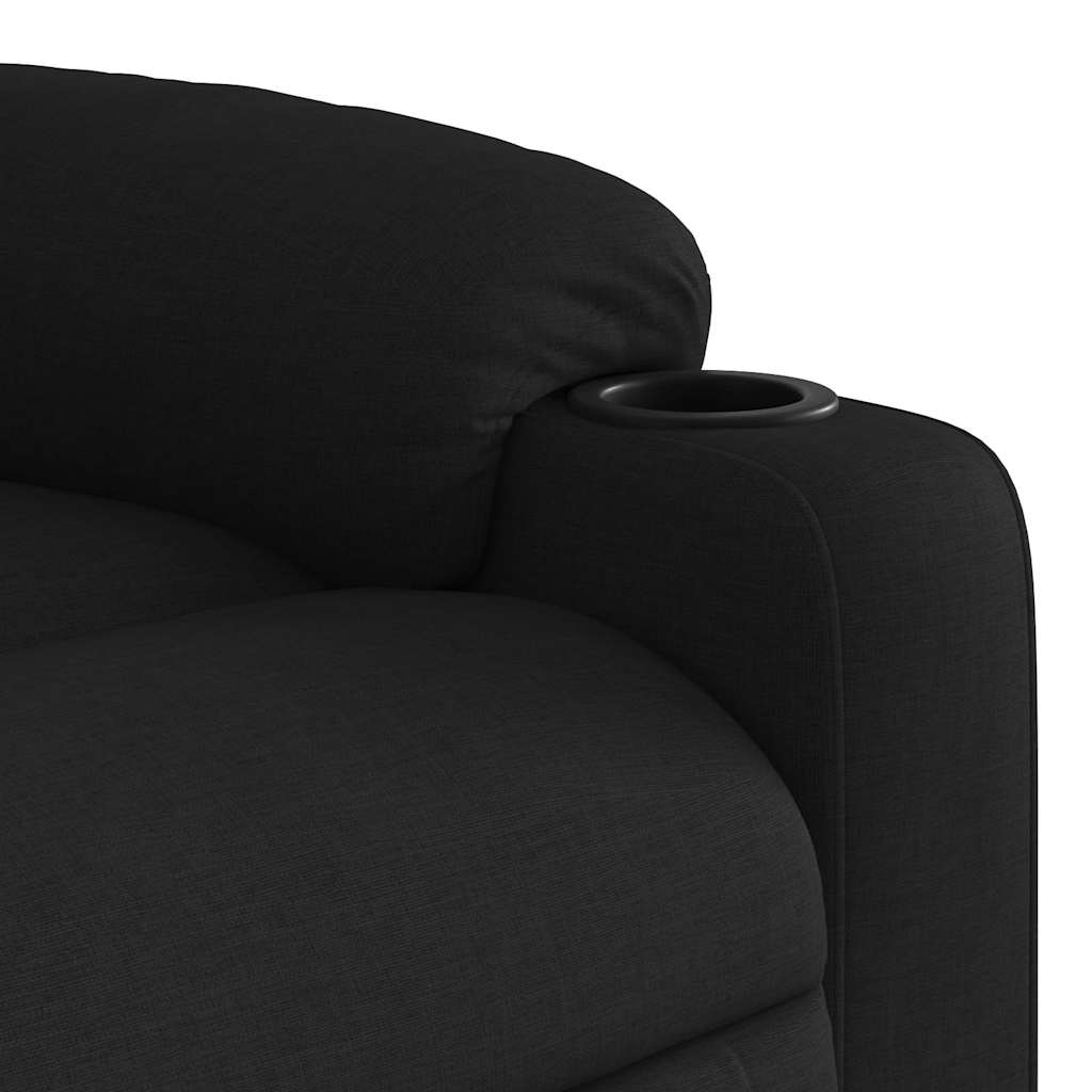 Masažni naslonjač na podizanje od tkanine crni