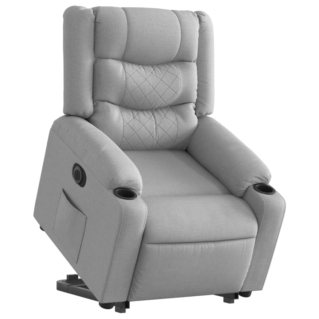 Električni naslonjač na podizanje svjetlosivi od tkanine