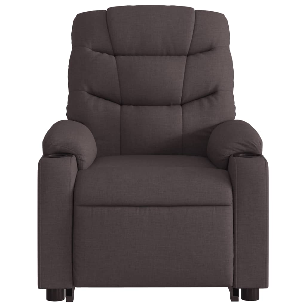 Električni naslonjač na podizanje od tkanine tamnosmeđi