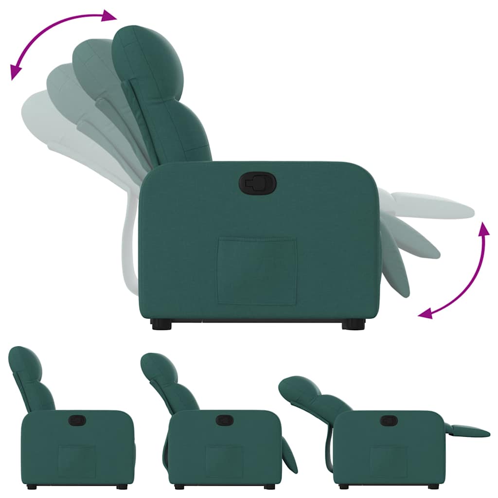 Naslonjač na podizanje od tkanine tamnozeleni