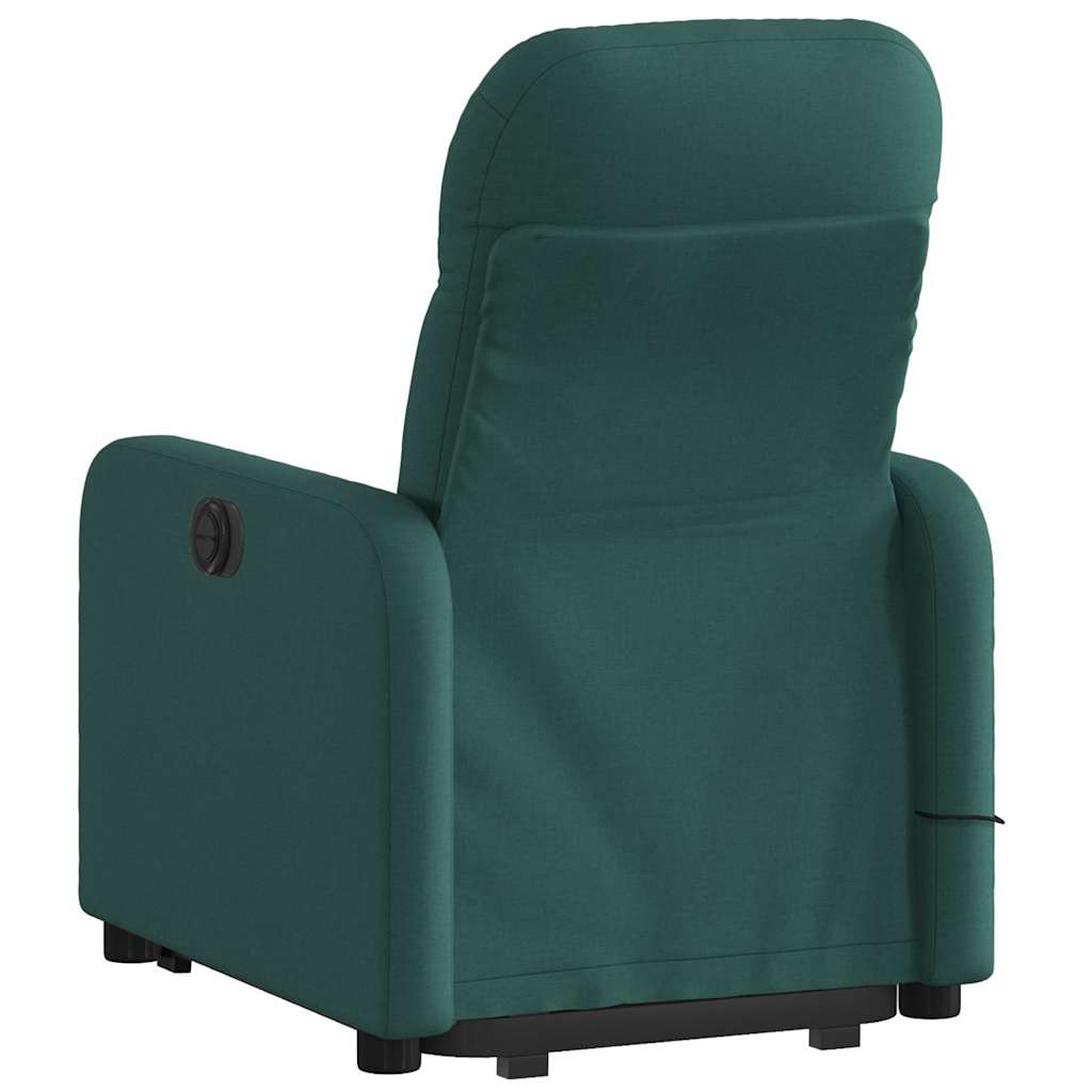Masažni naslonjač na podizanje od tkanine tamnozeleni