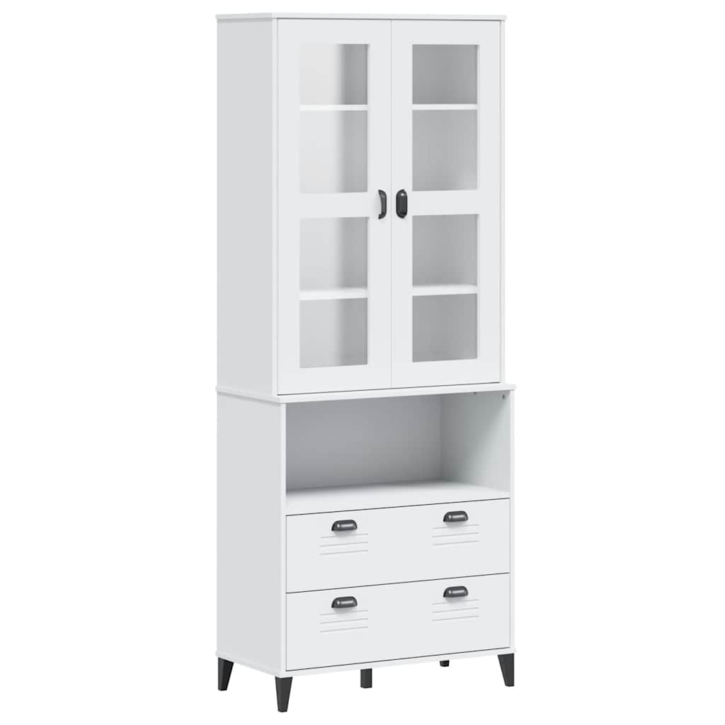 Visoka komoda VIKEN bijela 80 x 40 x 200 cm od masivne borovine
