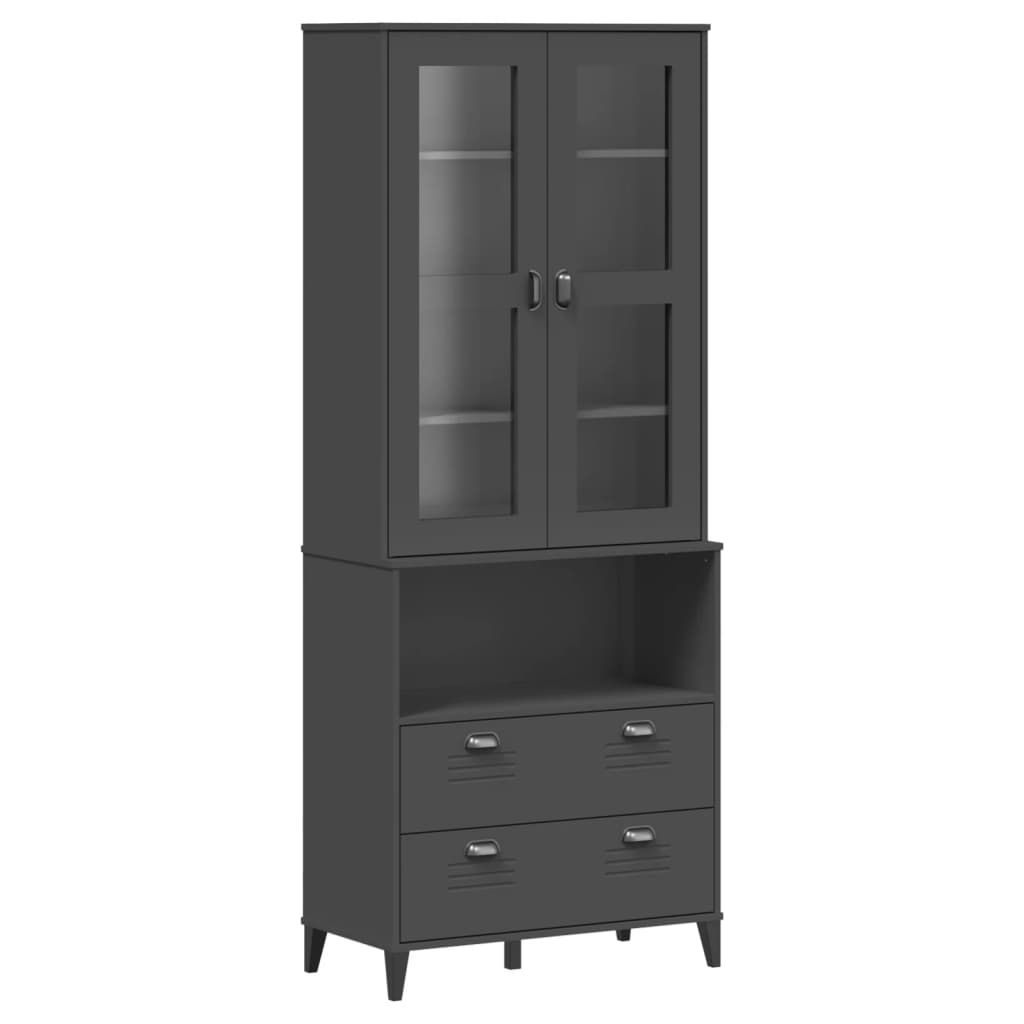 Visoka komoda VIKEN antracit siva 80x40x200 cm masivna borovina