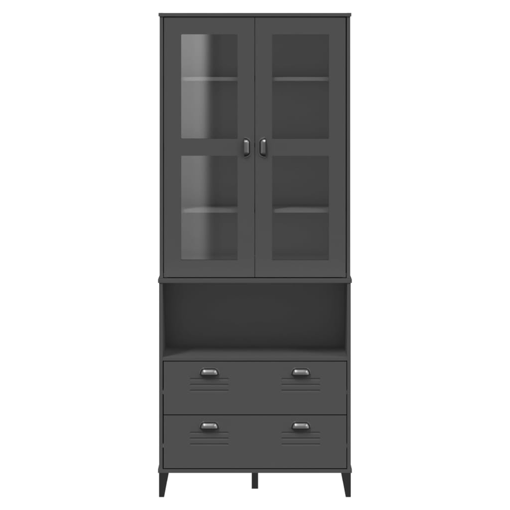 Visoka komoda VIKEN antracit siva 80x40x200 cm masivna borovina