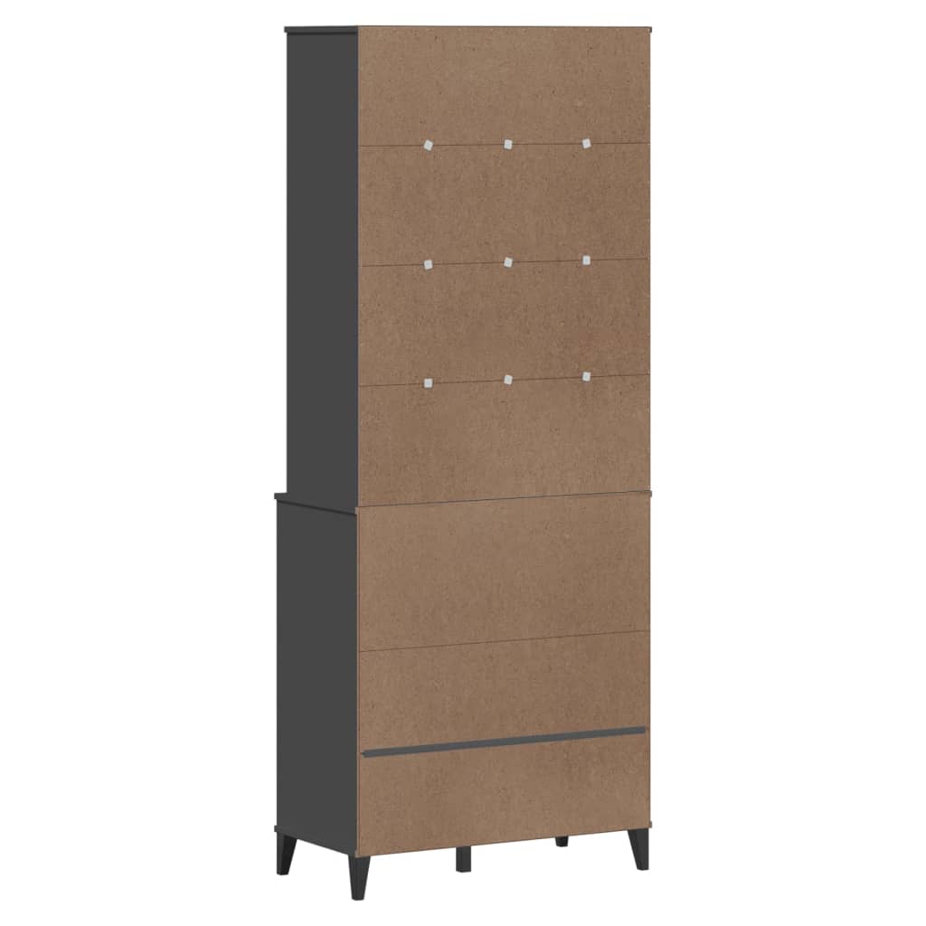 Visoka komoda VIKEN antracit siva 80x40x200 cm masivna borovina