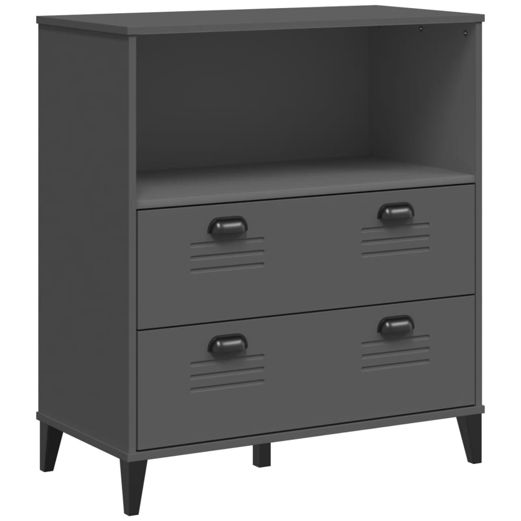 Visoka komoda VIKEN antracit siva 80x40x200 cm masivna borovina