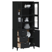 Visoka komoda VIKEN crna 80 x 40 x 190 cm od masivne borovine