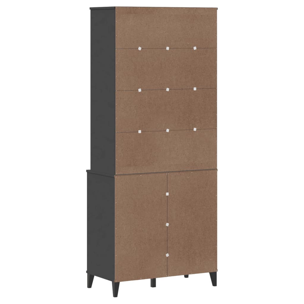 Visoka komoda VIKEN antracit siva 80x40x190 cm masivna borovina