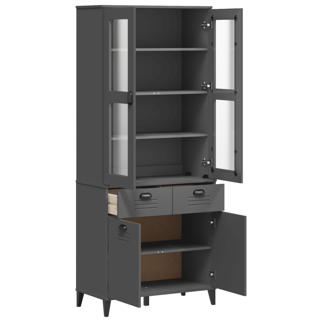 Visoka komoda VIKEN antracit siva 80x40x190 cm masivna borovina