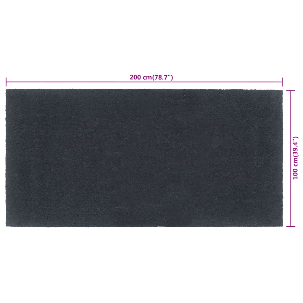 Otirači tamnosivi 100x200 cm čupavi od kokosovih vlakana